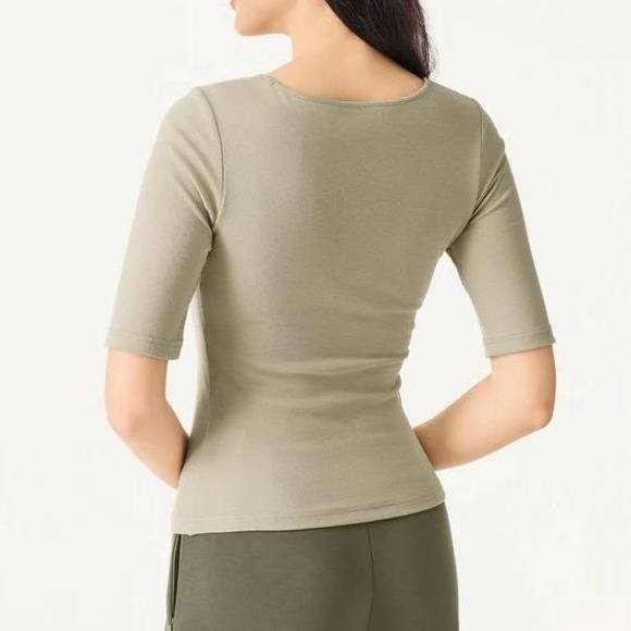 OGL Essential Stretch Cotton Square Neck Brami Top XL Dark Alabaster Neutral NWT - Picture 4 of 10